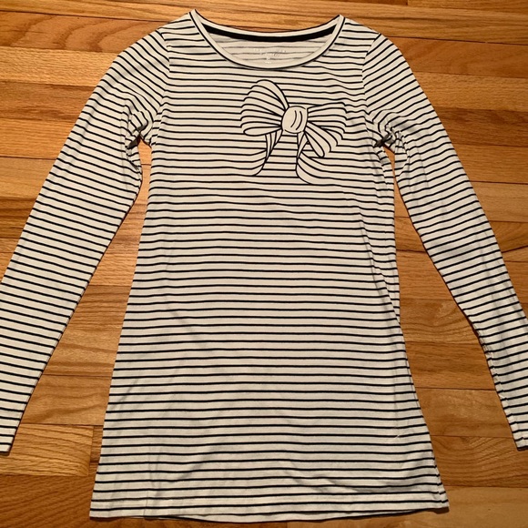 The Limited Tops - The Limited Black and White Striped Bow Tee